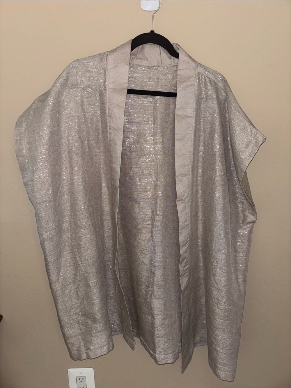 Women's Shimmery Silver Filipino Kimono Cover-Up